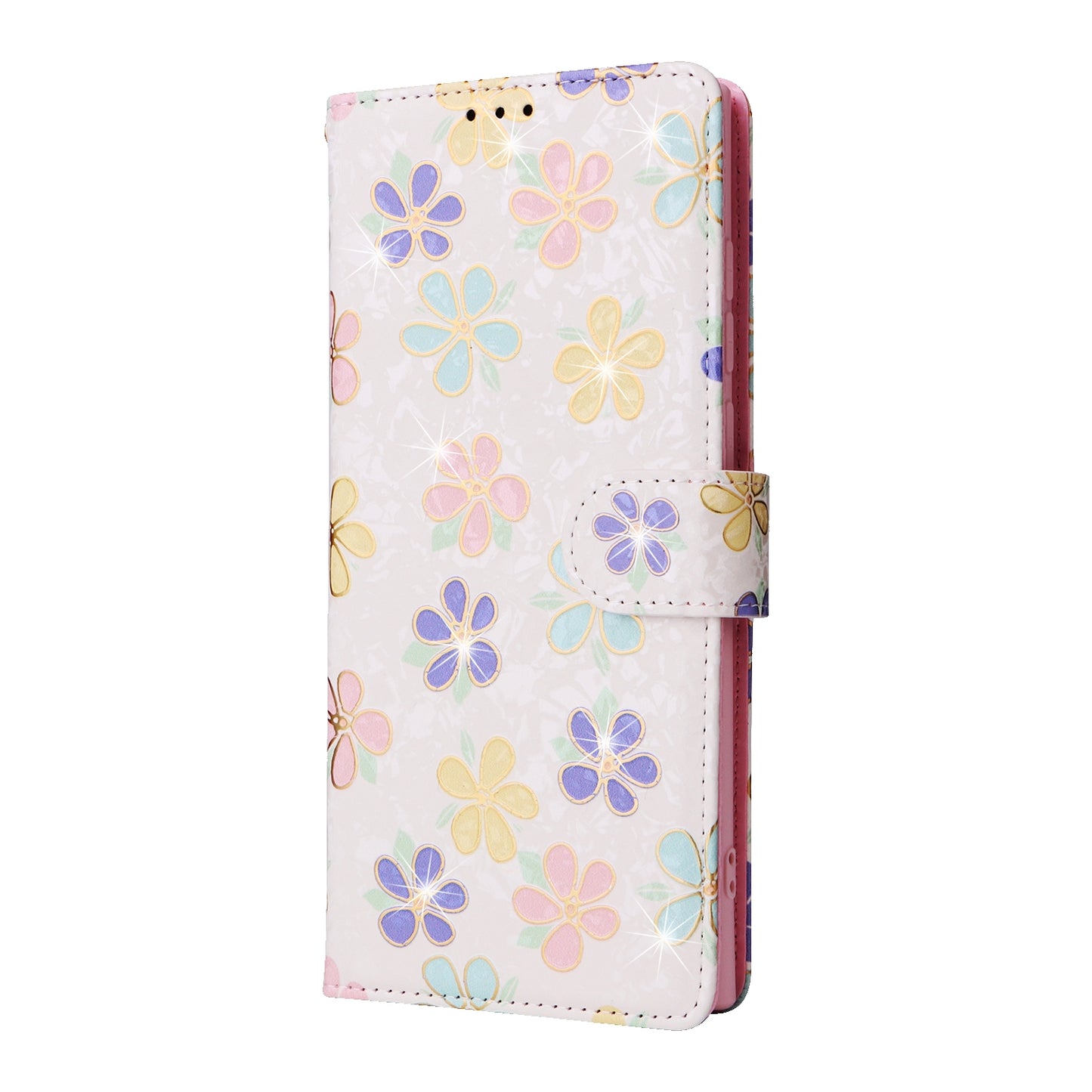 Samsung Galaxy S24 Ultra 5G Luxury Bronzing Leather Case - Floral RFID Wallet Cover with Stand & Card Slots