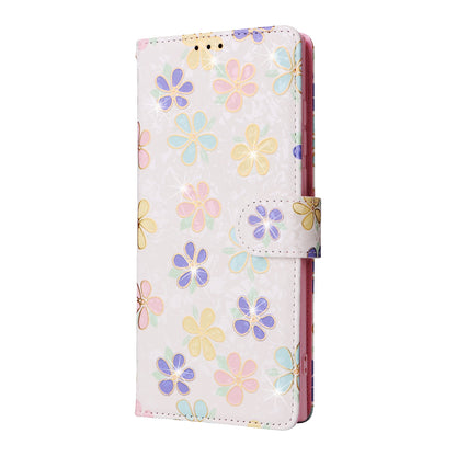 Samsung Galaxy S24 Ultra 5G Luxury Bronzing Leather Case - Floral RFID Wallet Cover with Stand & Card Slots