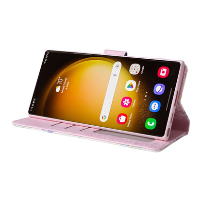 Samsung Galaxy S24 Ultra 5G Luxury Bronzing Leather Case - Floral RFID Wallet Cover with Stand & Card Slots