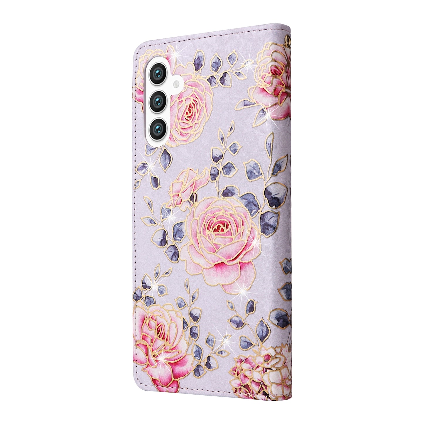 Samsung Galaxy S24+ 5G Luxury Bronzing Leather Case - Floral RFID Wallet Cover with Stand & Card Slots