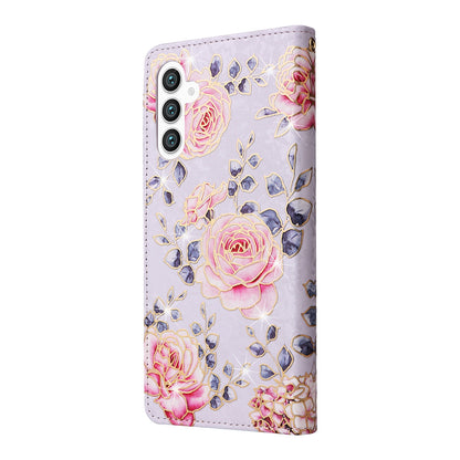 Samsung Galaxy S24+ 5G Luxury Bronzing Leather Case - Floral RFID Wallet Cover with Stand & Card Slots