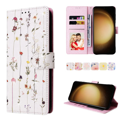 Samsung Galaxy S24+ 5G Luxury Bronzing Leather Case - Floral RFID Wallet Cover with Stand & Card Slots