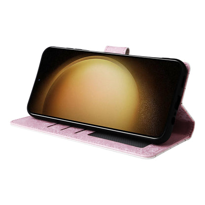 Samsung Galaxy S24+ 5G Luxury Bronzing Leather Case - Floral RFID Wallet Cover with Stand & Card Slots