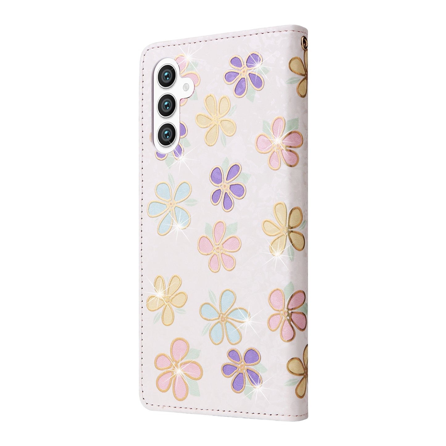 Samsung Galaxy S24+ 5G Luxury Bronzing Leather Case - Floral RFID Wallet Cover with Stand & Card Slots
