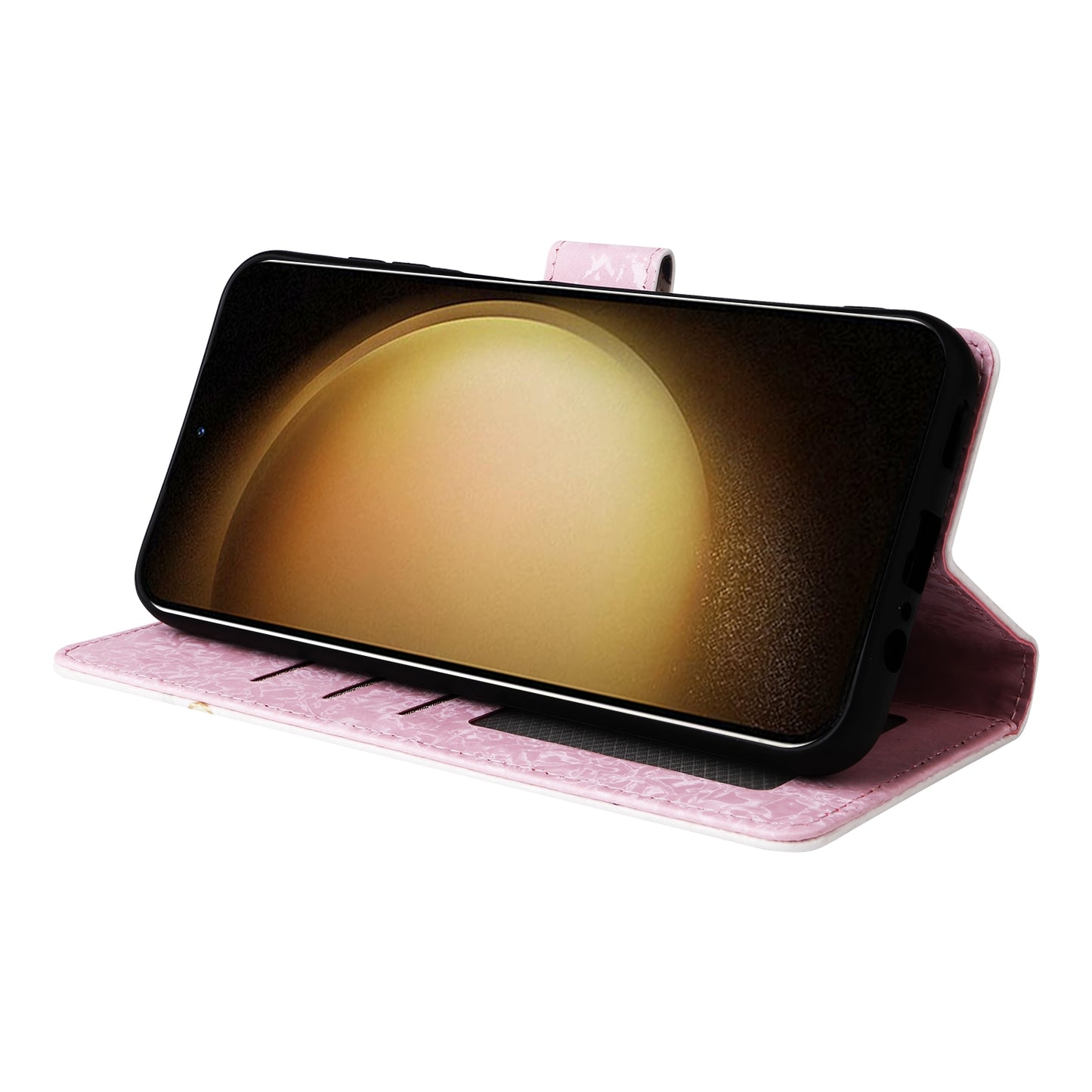 Samsung Galaxy S24+ 5G Luxury Bronzing Leather Case - Floral RFID Wallet Cover with Stand & Card Slots