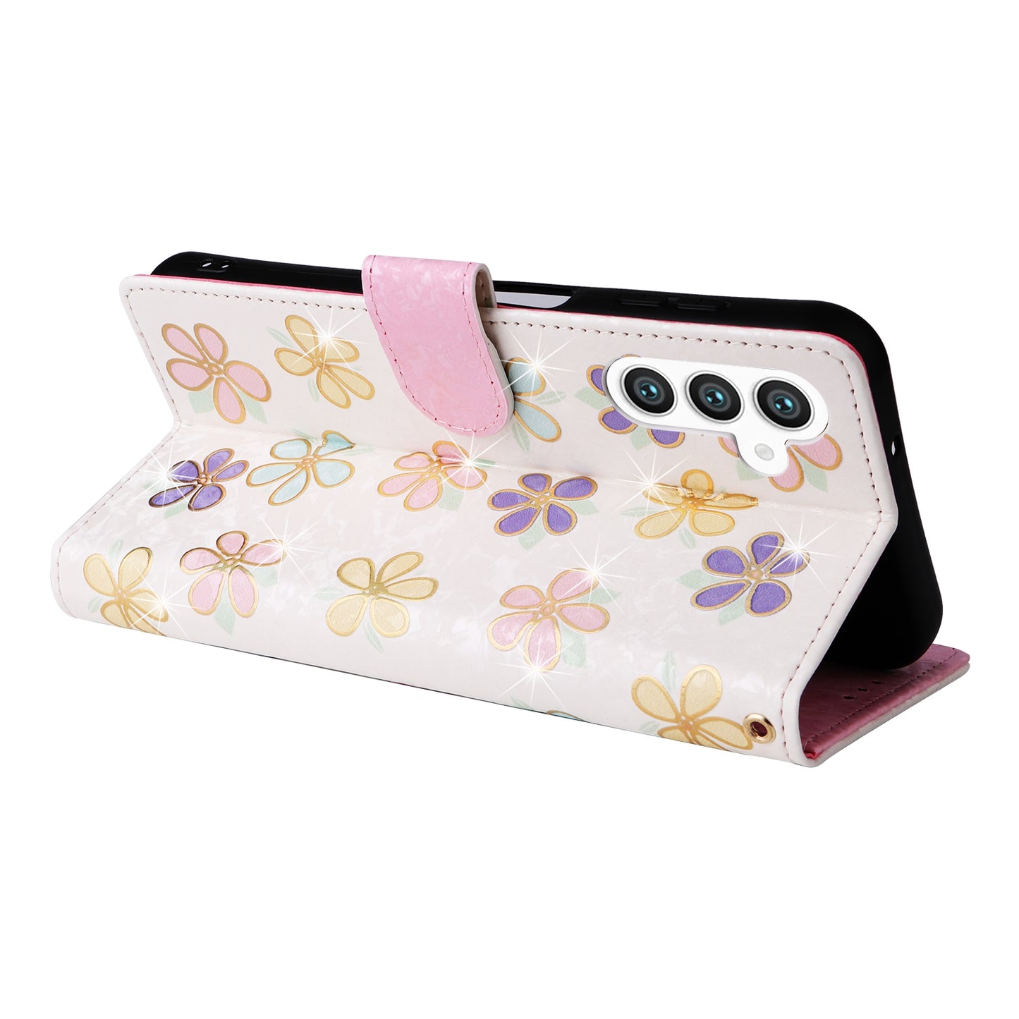 Samsung Galaxy S24+ 5G Luxury Bronzing Leather Case - Floral RFID Wallet Cover with Stand & Card Slots