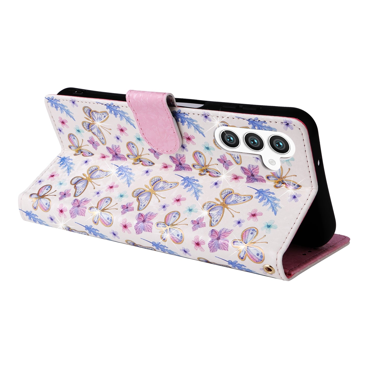 Samsung Galaxy S24+ 5G Luxury Bronzing Leather Case - Floral RFID Wallet Cover with Stand & Card Slots