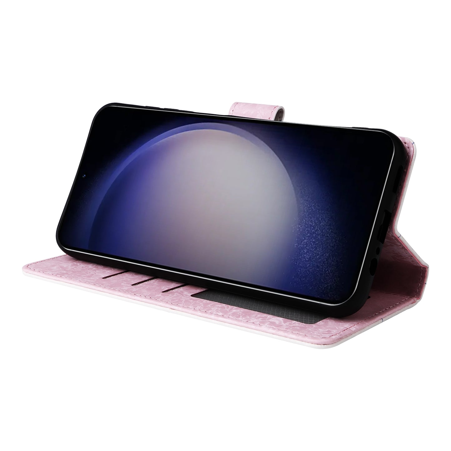 Samsung Galaxy S24 5G Luxury Bronzing Leather Case - Floral RFID Wallet Cover with Stand & Card Slots