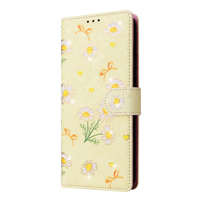 Samsung Galaxy S24 5G Luxury Bronzing Leather Case - Floral RFID Wallet Cover with Stand & Card Slots