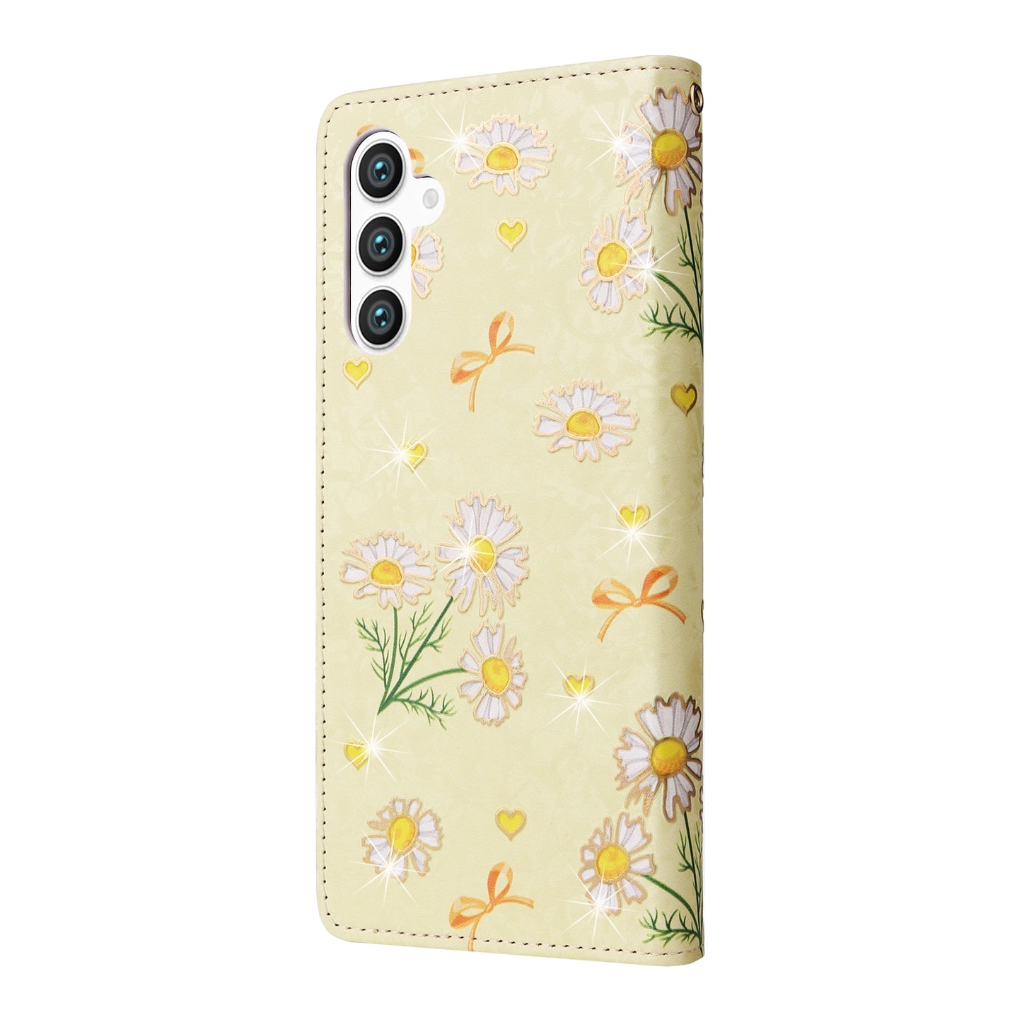 Samsung Galaxy S24 5G Luxury Bronzing Leather Case - Floral RFID Wallet Cover with Stand & Card Slots