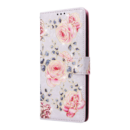 Samsung Galaxy A05 Luxury Bronzing Leather Case - Floral RFID Wallet Cover with Stand & Card Slots