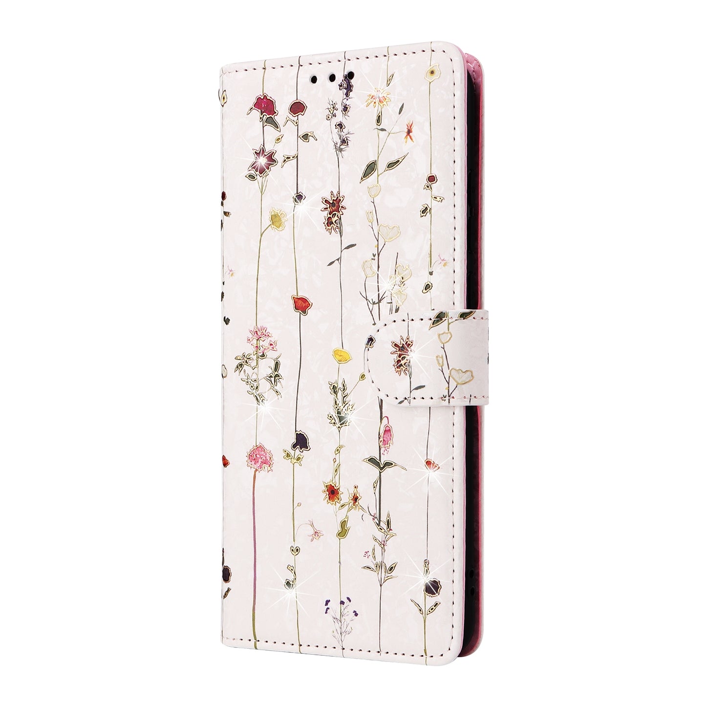 Samsung Galaxy A05 Luxury Bronzing Leather Case - Floral RFID Wallet Cover with Stand & Card Slots