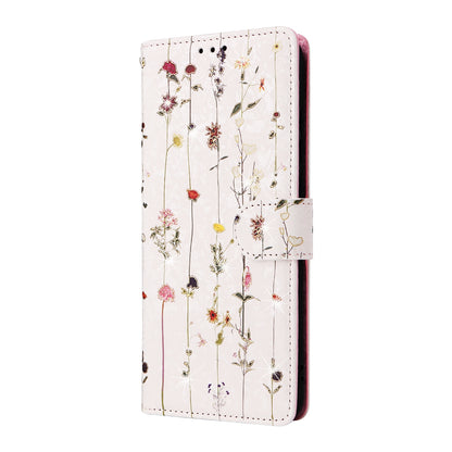 Samsung Galaxy A05 Luxury Bronzing Leather Case - Floral RFID Wallet Cover with Stand & Card Slots