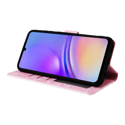 Samsung Galaxy A05 Luxury Bronzing Leather Case - Floral RFID Wallet Cover with Stand & Card Slots