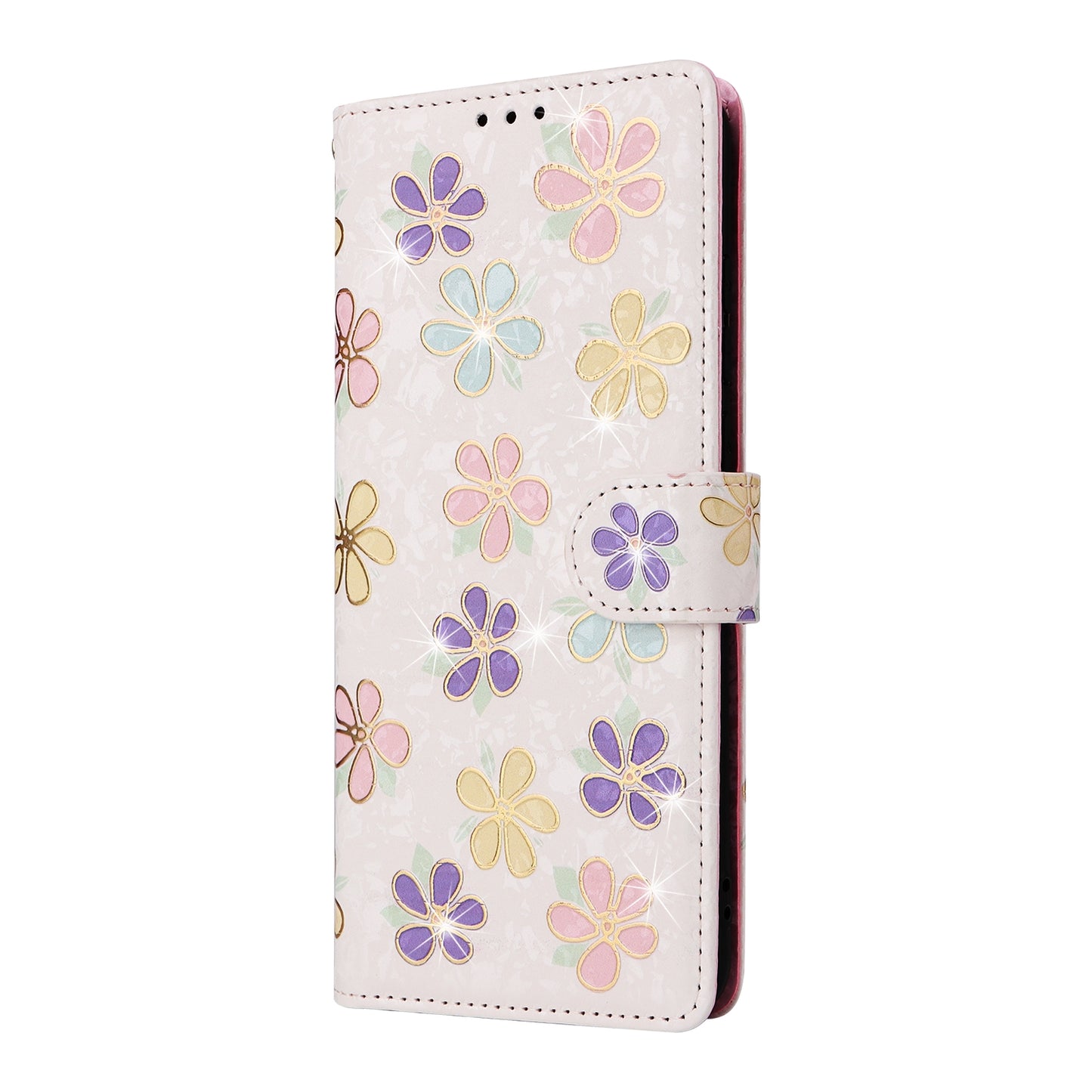 Samsung Galaxy A05 Luxury Bronzing Leather Case - Floral RFID Wallet Cover with Stand & Card Slots