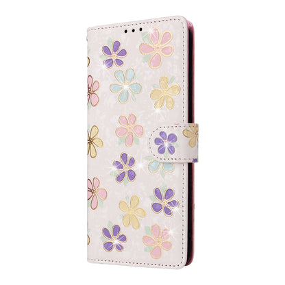 Samsung Galaxy A05 Luxury Bronzing Leather Case - Floral RFID Wallet Cover with Stand & Card Slots