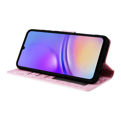 Samsung Galaxy A05 Luxury Bronzing Leather Case - Floral RFID Wallet Cover with Stand & Card Slots