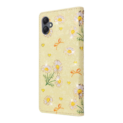 Samsung Galaxy A05 Luxury Bronzing Leather Case - Floral RFID Wallet Cover with Stand & Card Slots