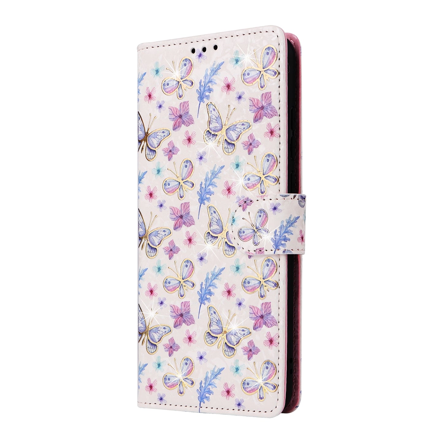 Samsung Galaxy A05 Luxury Bronzing Leather Case - Floral RFID Wallet Cover with Stand & Card Slots