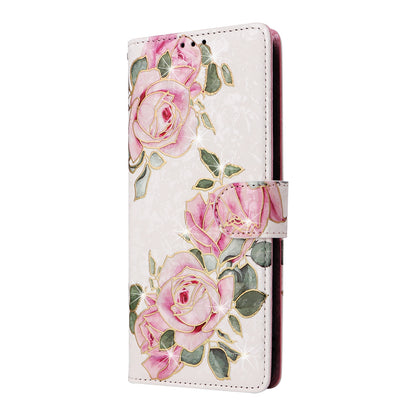 Samsung Galaxy A05 Luxury Bronzing Leather Case - Floral RFID Wallet Cover with Stand & Card Slots