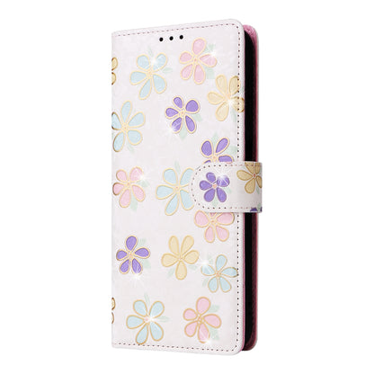 Samsung Galaxy A05s Luxury Bronzing Leather Case - Floral RFID Wallet Cover with Stand & Card Slots