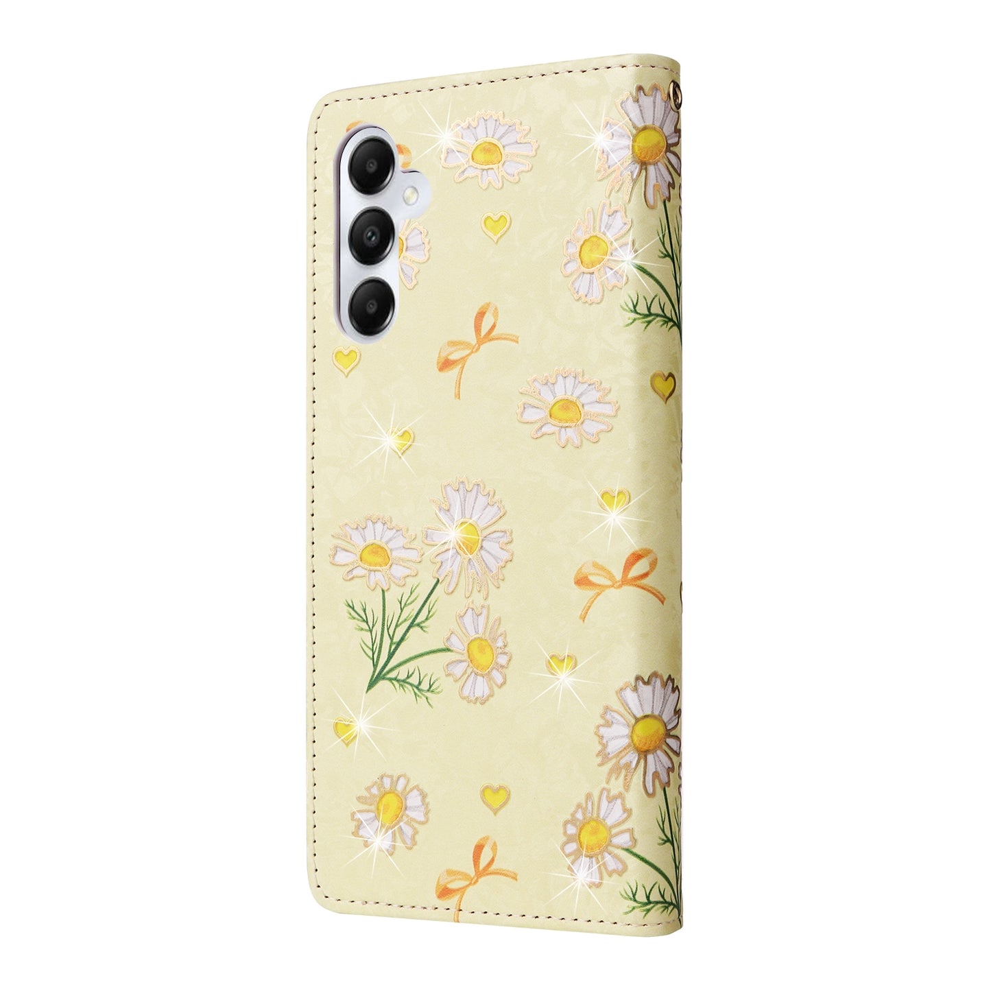 Samsung Galaxy A05s Luxury Bronzing Leather Case - Floral RFID Wallet Cover with Stand & Card Slots