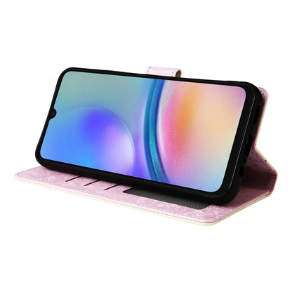 Samsung Galaxy A05s Luxury Bronzing Leather Case - Floral RFID Wallet Cover with Stand & Card Slots