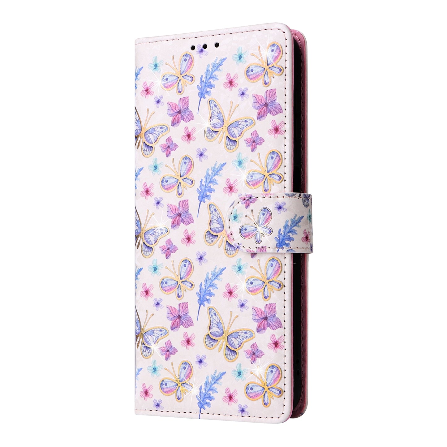Samsung Galaxy A05s Luxury Bronzing Leather Case - Floral RFID Wallet Cover with Stand & Card Slots