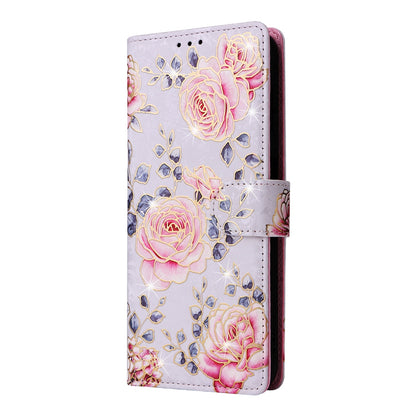 Samsung Galaxy S23 FE 5G Luxury Bronzing Leather Case - Floral RFID Wallet Cover with Stand & Card Slots