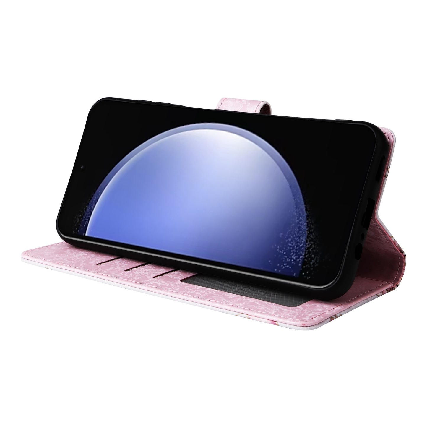 Samsung Galaxy S23 FE 5G Luxury Bronzing Leather Case - Floral RFID Wallet Cover with Stand & Card Slots