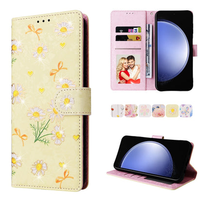 Samsung Galaxy S23 FE 5G Luxury Bronzing Leather Case - Floral RFID Wallet Cover with Stand & Card Slots