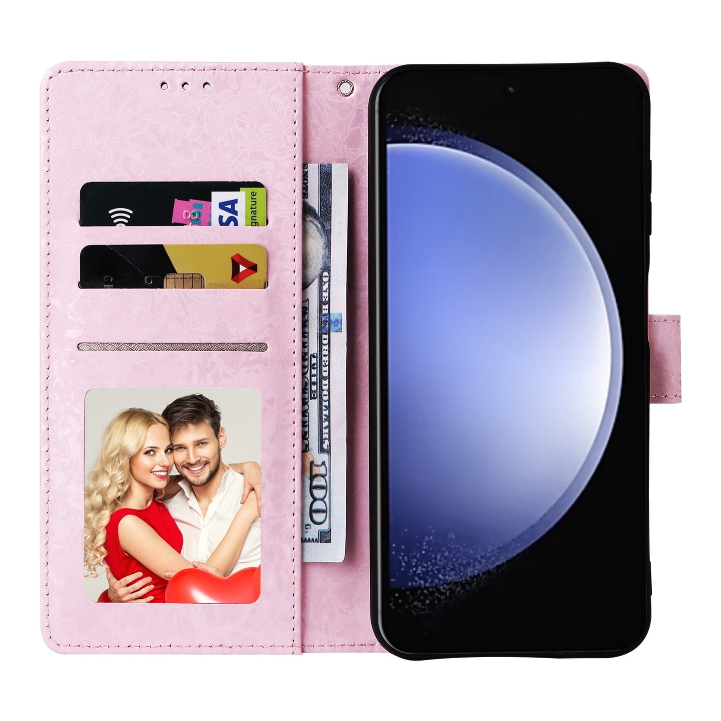 Samsung Galaxy S23 FE 5G Luxury Bronzing Leather Case - Floral RFID Wallet Cover with Stand & Card Slots