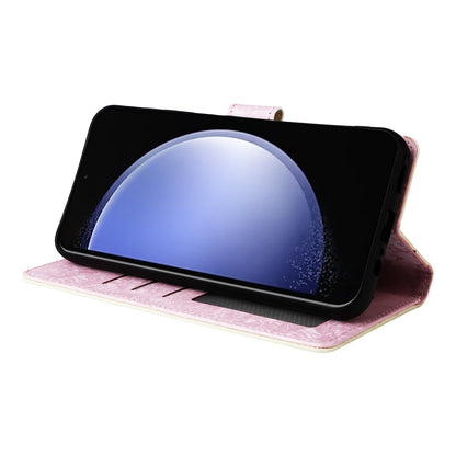 Samsung Galaxy S23 FE 5G Luxury Bronzing Leather Case - Floral RFID Wallet Cover with Stand & Card Slots