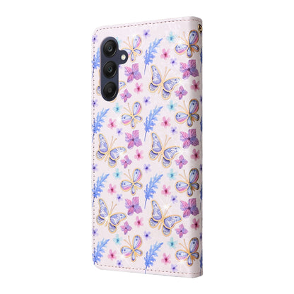 Samsung Galaxy A25 Luxury Bronzing Leather Case - Floral RFID Wallet Cover with Stand & Card Slots