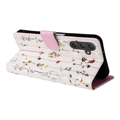 Samsung Galaxy A55 Luxury Bronzing Leather Case - Floral RFID Wallet Cover with Stand & Card Slots