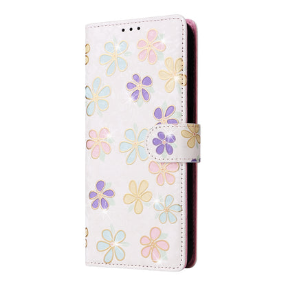Samsung Galaxy A55 Luxury Bronzing Leather Case - Floral RFID Wallet Cover with Stand & Card Slots