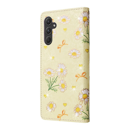 Samsung Galaxy A55 Luxury Bronzing Leather Case - Floral RFID Wallet Cover with Stand & Card Slots