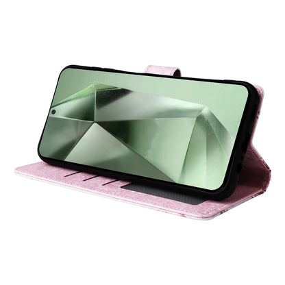 Samsung Galaxy S24 FE 5G Luxury Bronzing Leather Case - Floral RFID Wallet Cover with Stand & Card Slots