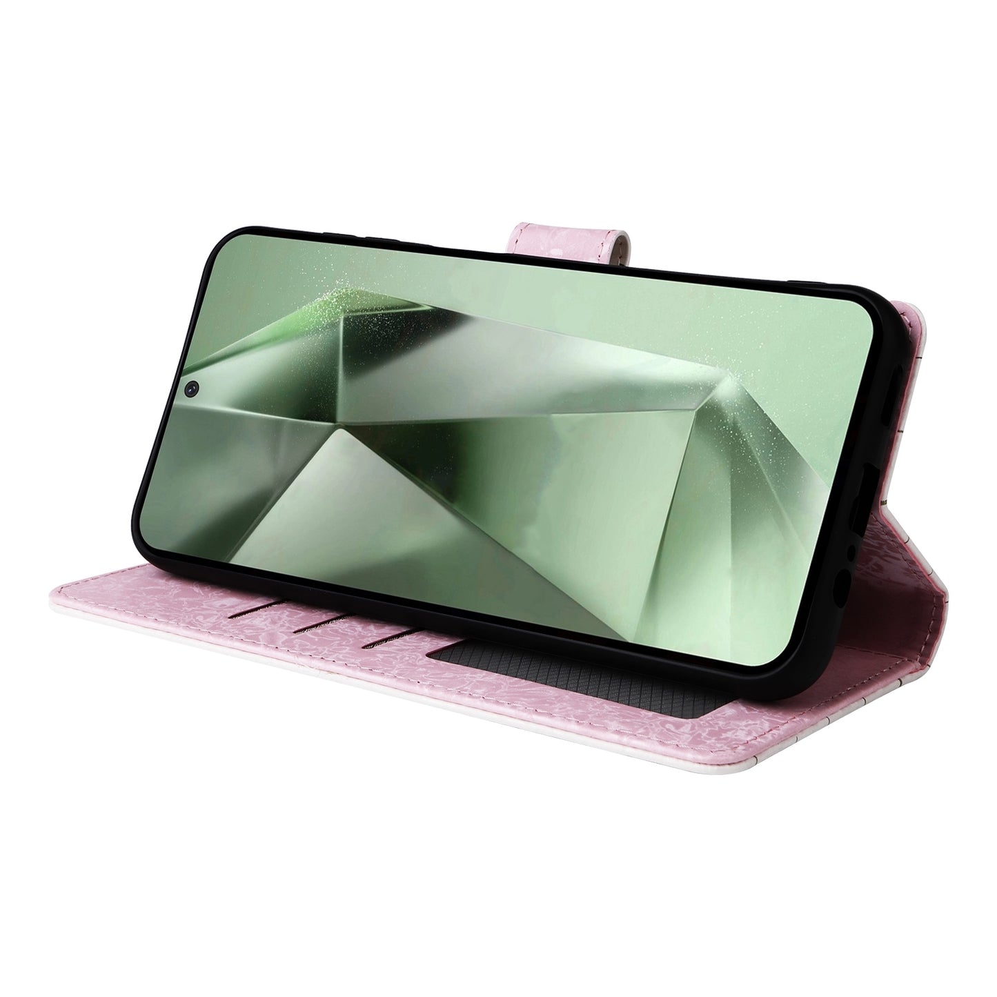 Samsung Galaxy S24 FE 5G Luxury Bronzing Leather Case - Floral RFID Wallet Cover with Stand & Card Slots