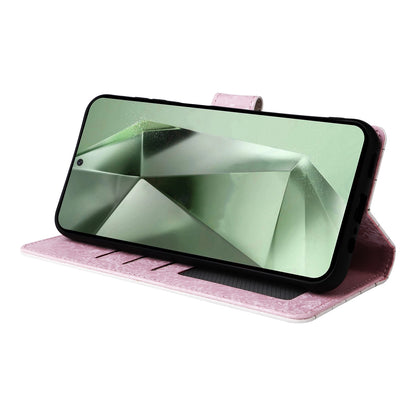 Samsung Galaxy S24 FE 5G Luxury Bronzing Leather Case - Floral RFID Wallet Cover with Stand & Card Slots