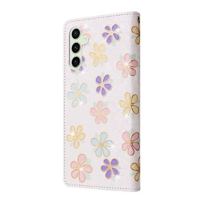 Samsung Galaxy S24 FE 5G Luxury Bronzing Leather Case - Floral RFID Wallet Cover with Stand & Card Slots