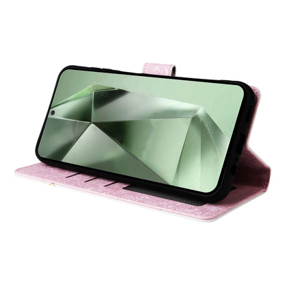 Samsung Galaxy S24 FE 5G Luxury Bronzing Leather Case - Floral RFID Wallet Cover with Stand & Card Slots