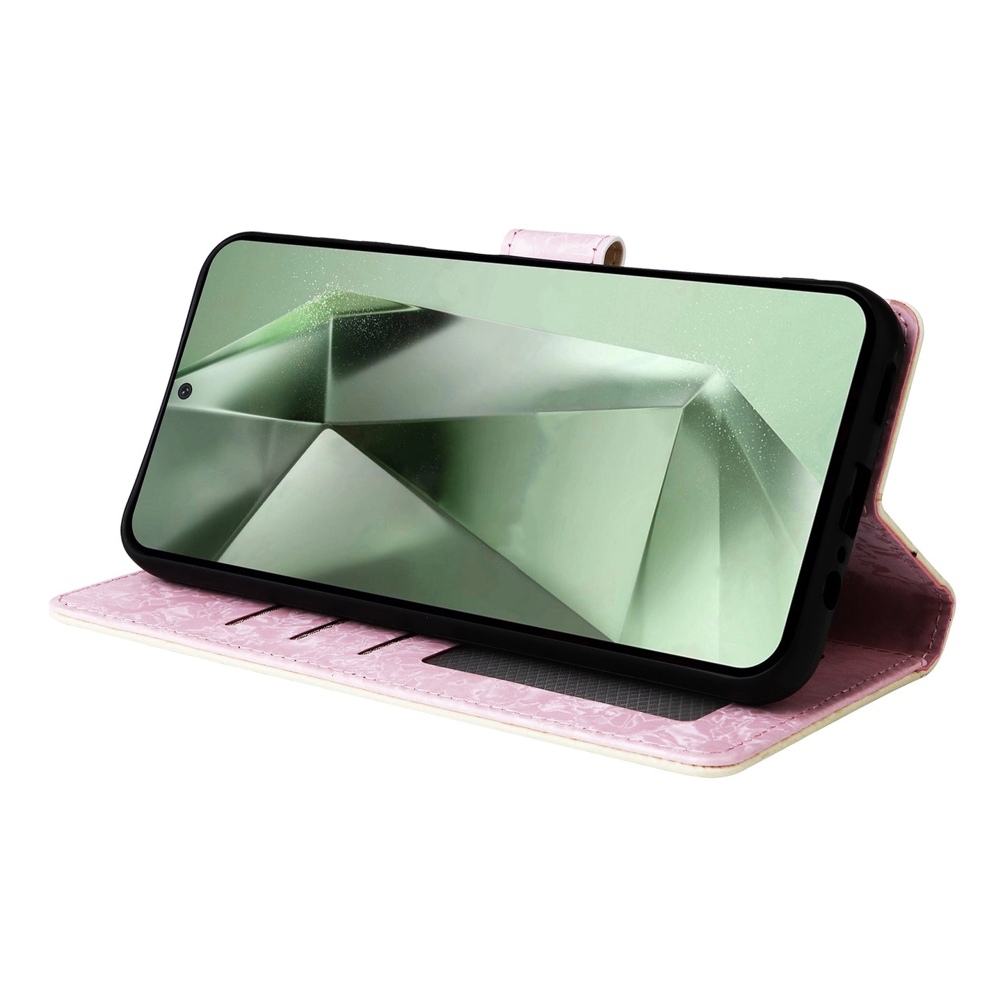 Samsung Galaxy S24 FE 5G Luxury Bronzing Leather Case - Floral RFID Wallet Cover with Stand & Card Slots