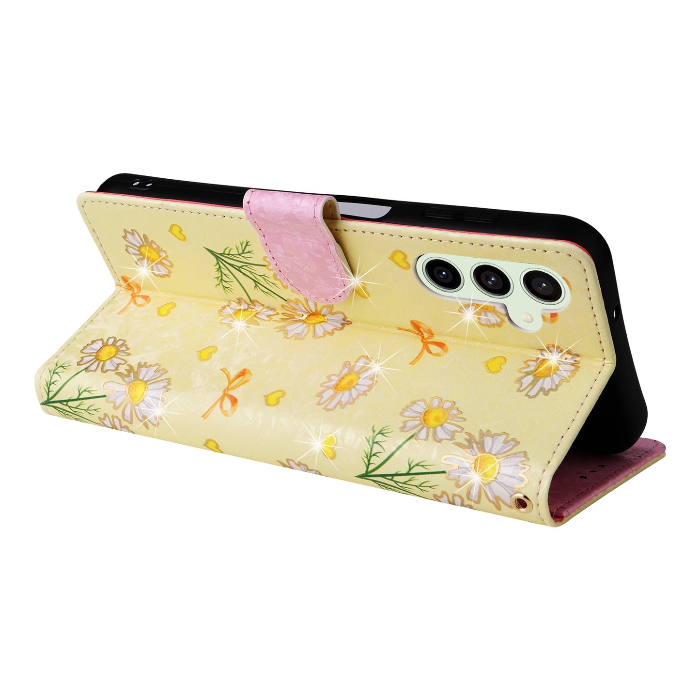 Samsung Galaxy S24 FE 5G Luxury Bronzing Leather Case - Floral RFID Wallet Cover with Stand & Card Slots
