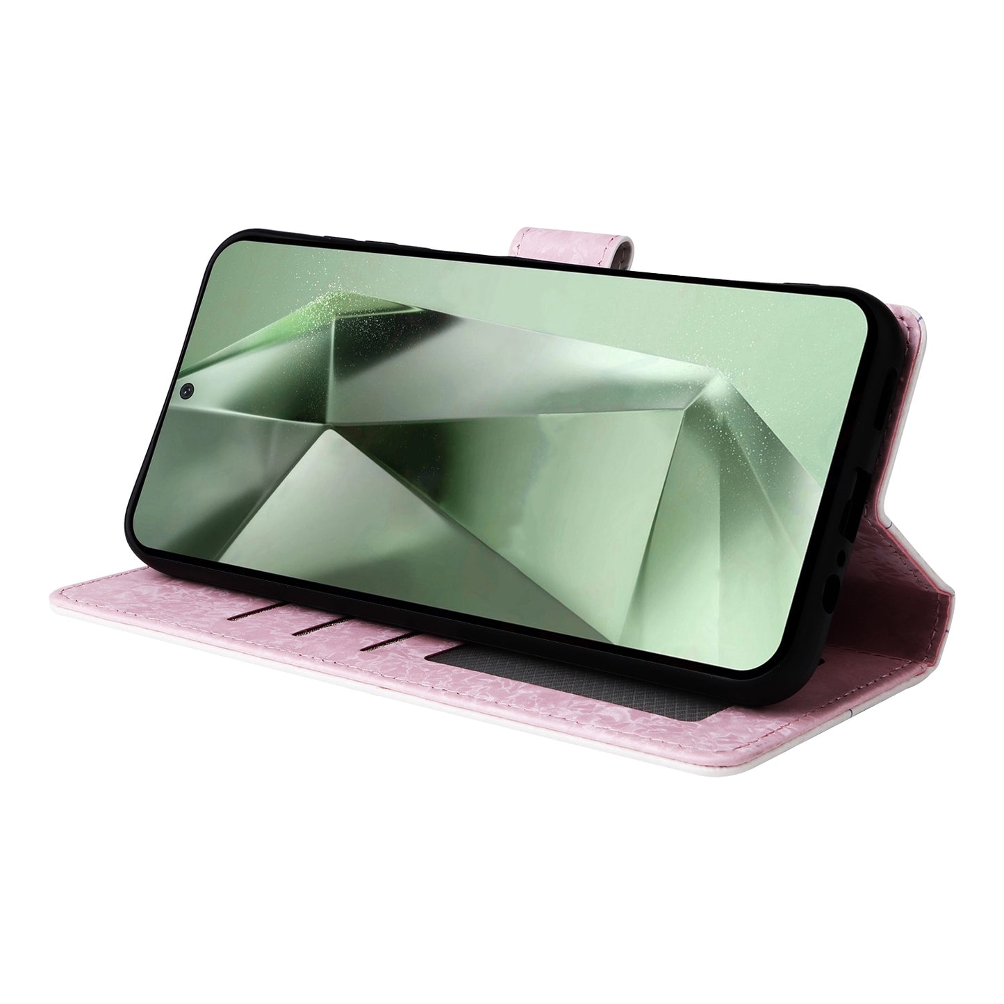 Samsung Galaxy S24 FE 5G Luxury Bronzing Leather Case - Floral RFID Wallet Cover with Stand & Card Slots