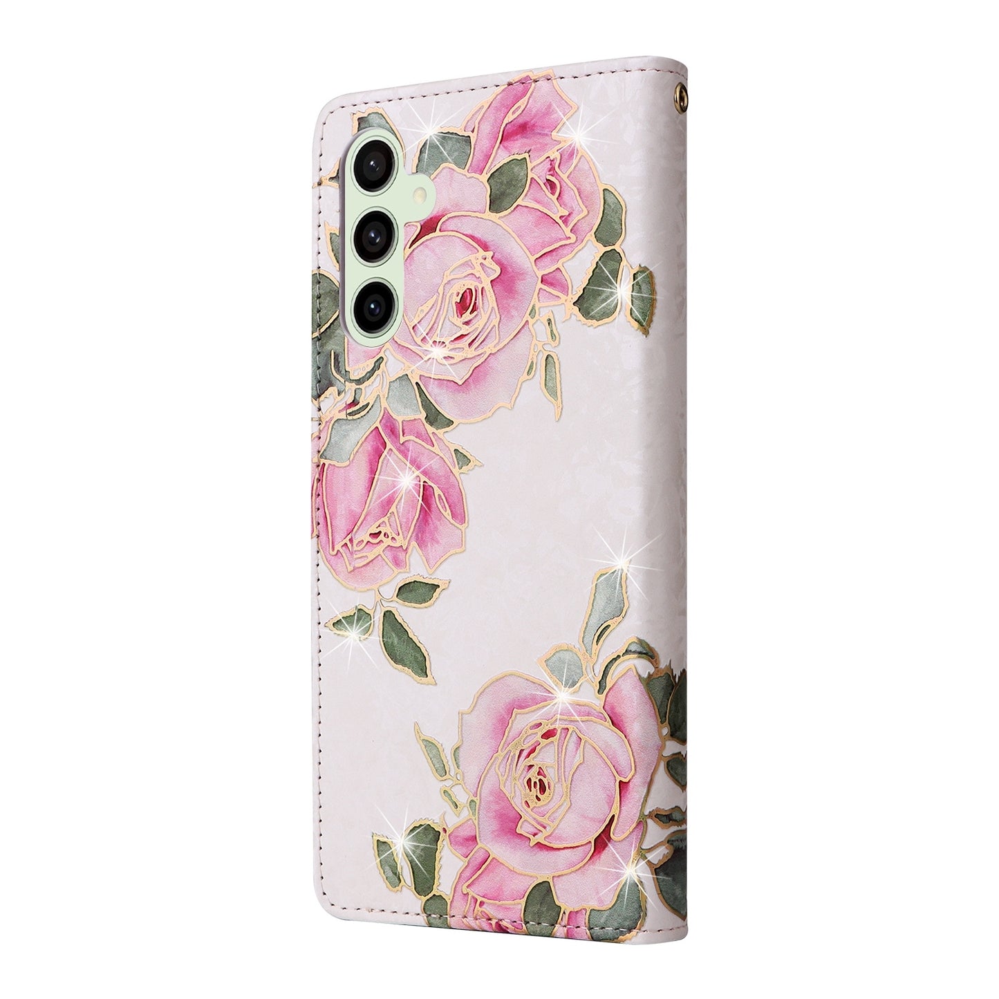 Samsung Galaxy S24 FE 5G Luxury Bronzing Leather Case - Floral RFID Wallet Cover with Stand & Card Slots