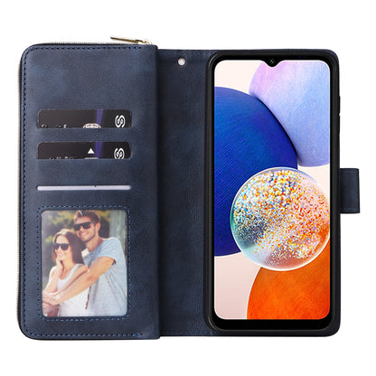 Samsung Galaxy A15 5G Leather Wallet Case with 9 Card Slots, Zipped Cash Pocket & Kickstand - Premium PU TPU Protective Cover with Wrist Strap