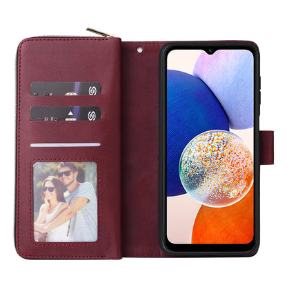 Samsung Galaxy A15 5G Leather Wallet Case with 9 Card Slots, Zipped Cash Pocket & Kickstand - Premium PU TPU Protective Cover with Wrist Strap