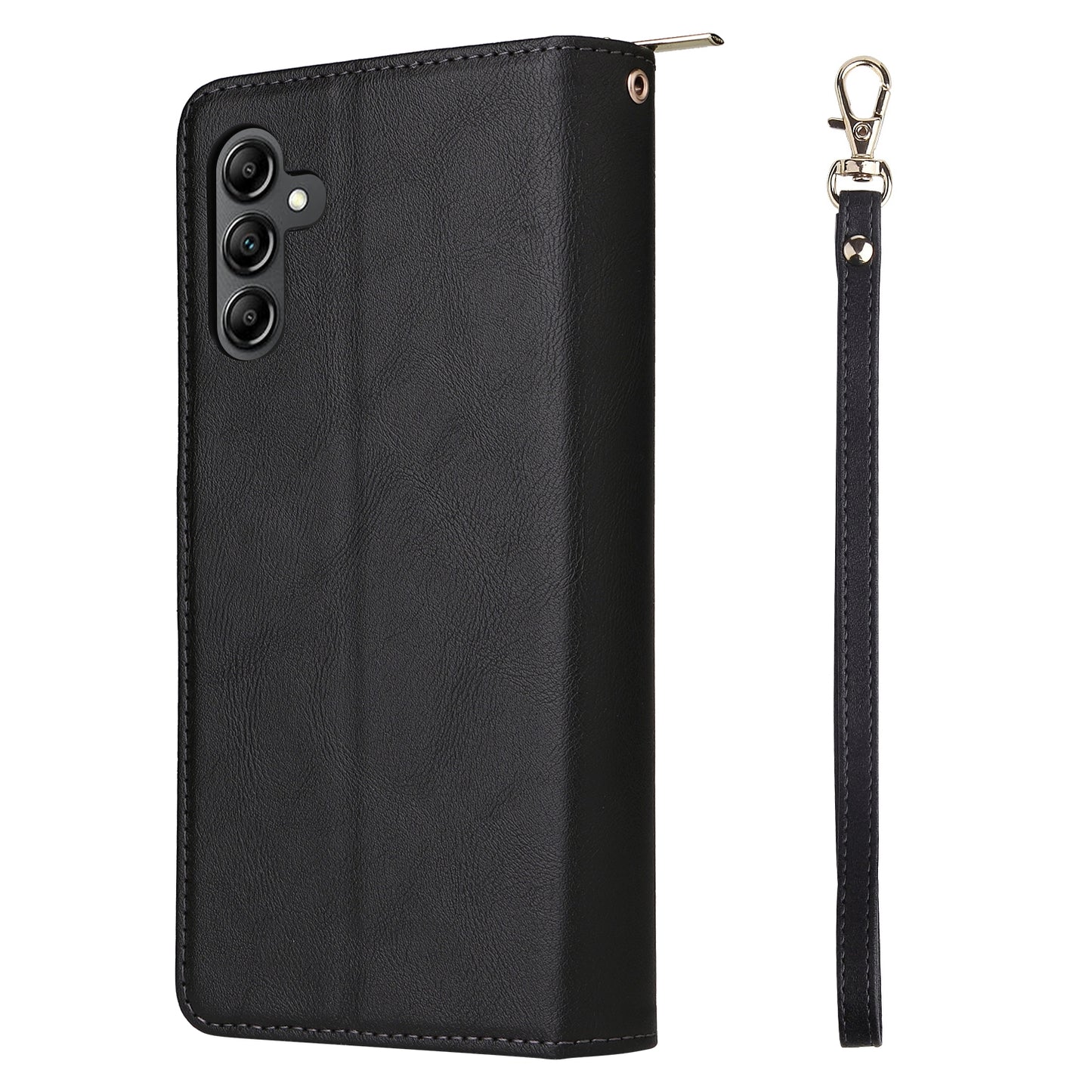 Samsung Galaxy A15 5G Leather Wallet Case with 9 Card Slots, Zipped Cash Pocket & Kickstand - Premium PU TPU Protective Cover with Wrist Strap