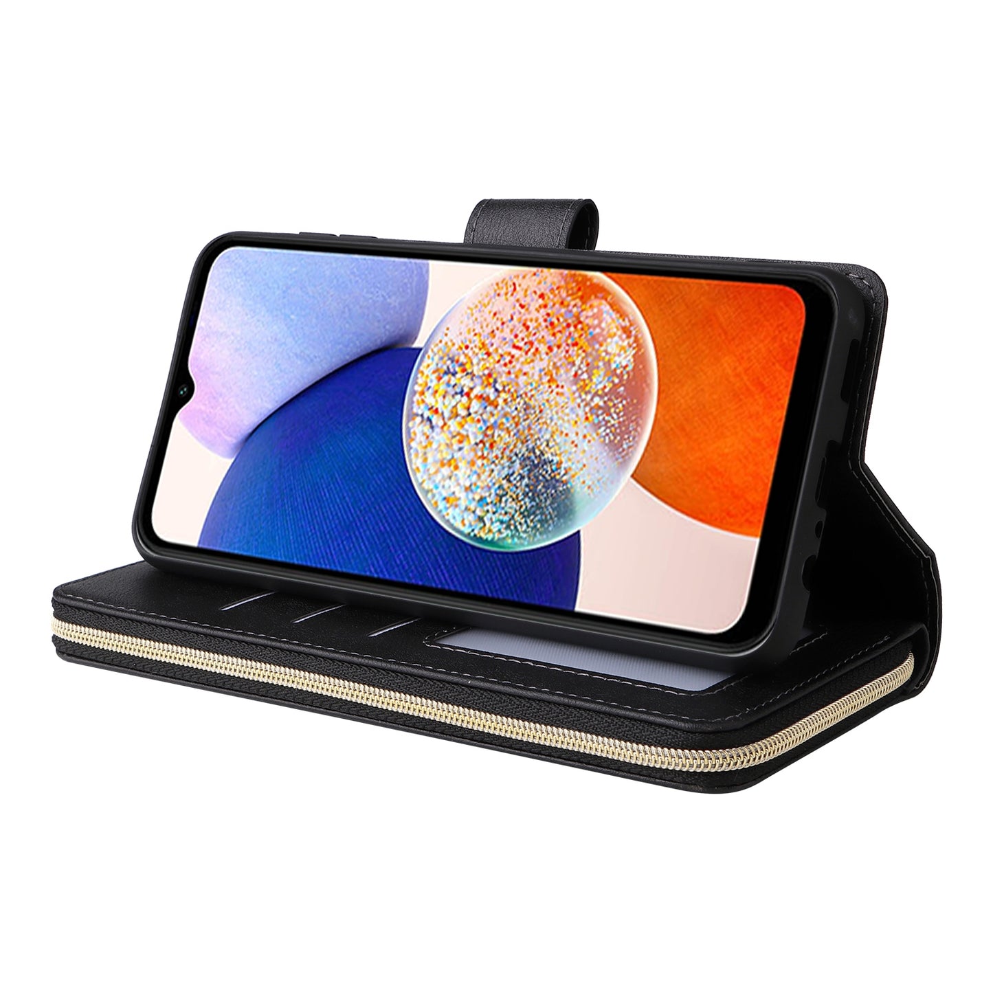 Samsung Galaxy A15 5G Leather Wallet Case with 9 Card Slots, Zipped Cash Pocket & Kickstand - Premium PU TPU Protective Cover with Wrist Strap